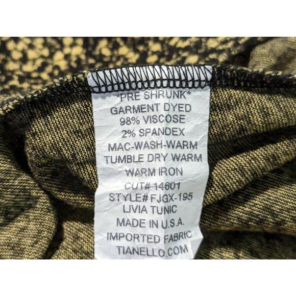 Tianello by Steve Barraza black yellow scoop neck high low‎ 3/4" sleeve top S - Picture 6 of 7